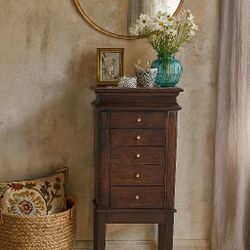 Tall Wooden Jewelry Box – 5 Drawer Organizer