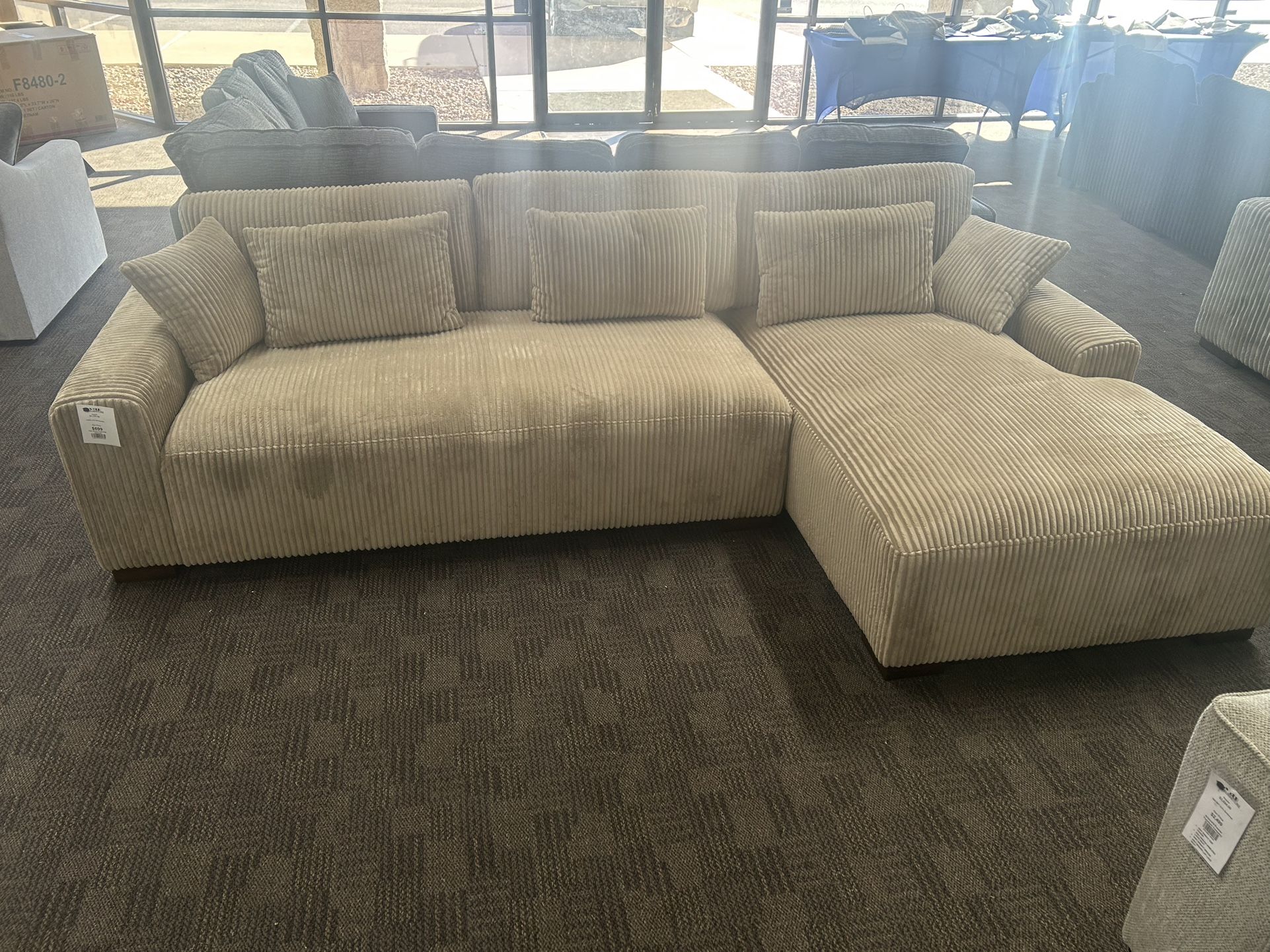 Tan Corduroy Comfy Sectional 