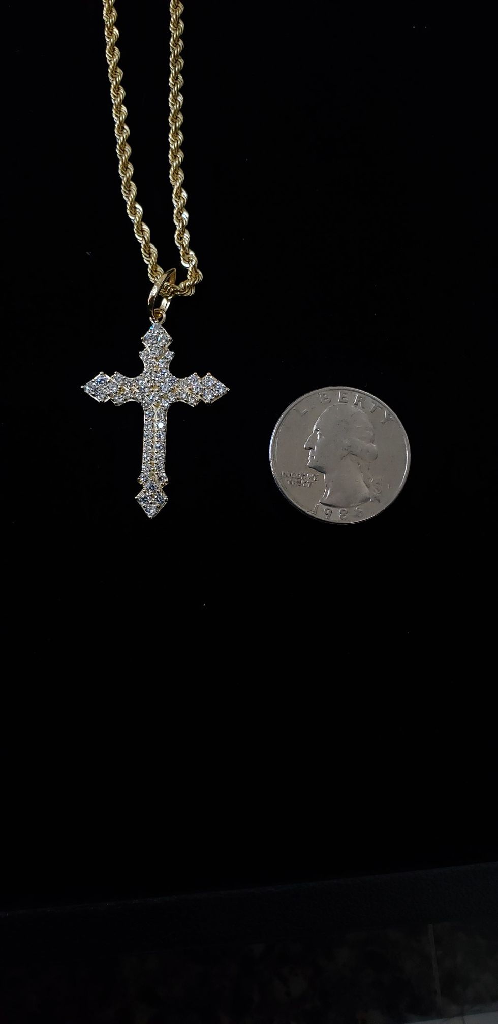 10K Gold CZ Cross Pendant/Charm/Medallion