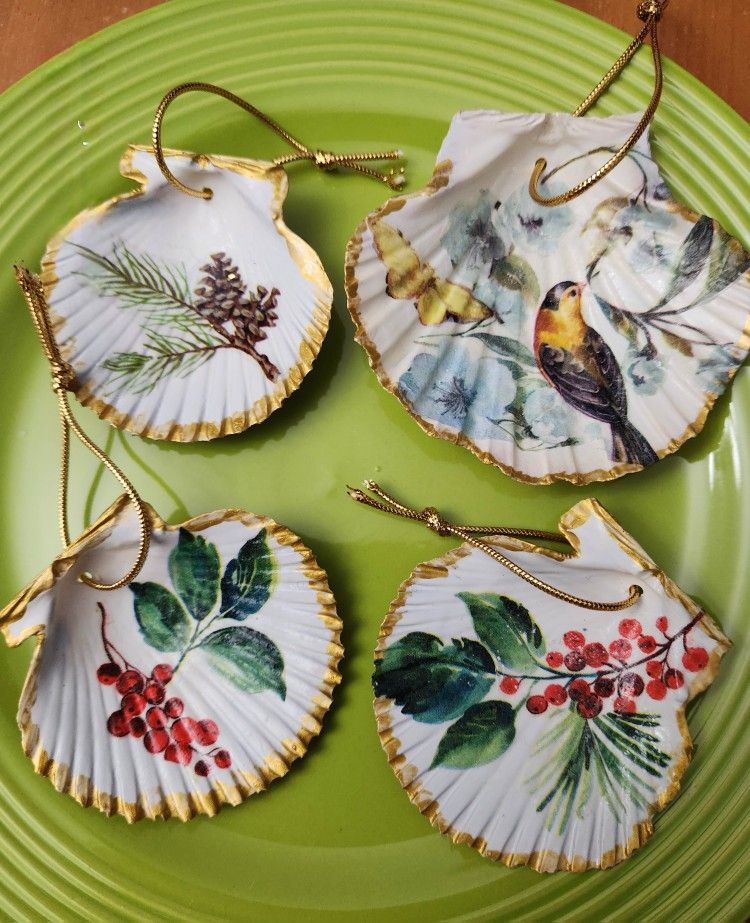 Decoupage Shell Ornaments 