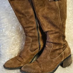 Women's Leather Boots Booties Designer Fashion By BORN suede Tall Brown 