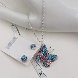 Mariposa Y Aretes Plata Mexicana/Butterfly pendant and earrings, Mexican silver