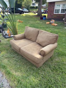 Tan Fabric Loveseat Sofa