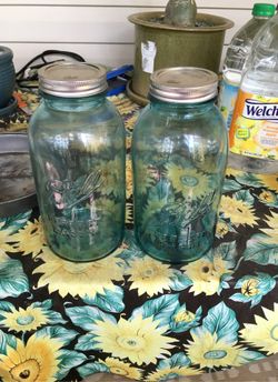 Antique Blue Ball Mason Jars