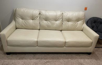 ++ Beautiful White Leather Sofa Bed ++