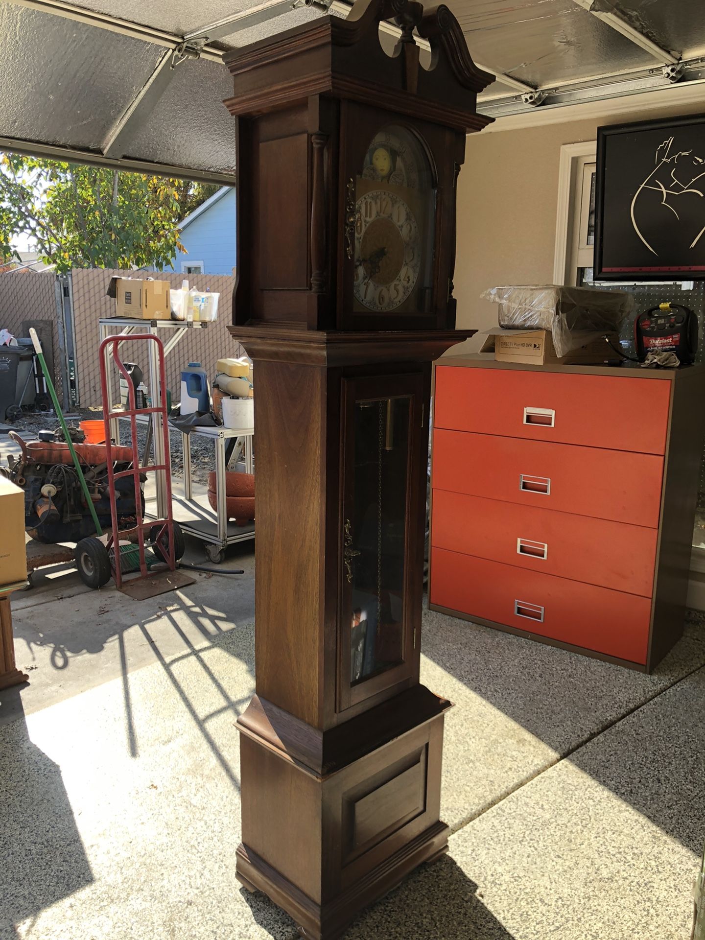 Triple chiming traditional grandfather clock