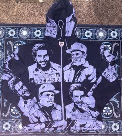 ASSALI CARTEL PRINT BLACK & PURPLE HOODIE