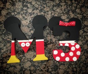 Wooden Letters. M-Mickey 3-Minnie