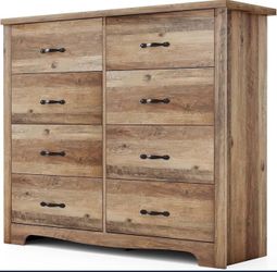 0898-8-Drawer Dresser - Modern Bedroom Chest with Wide Drawers, Wood Storage Organizer for Bedroom or Living Room, Brown
