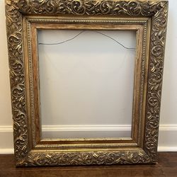 Large Gilt Gold Gesso Carved Wood Frame Antique