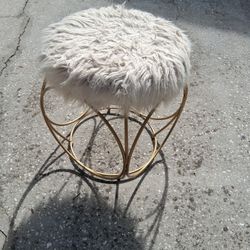Shag And IRON STOOL/FOOTSTOOL 