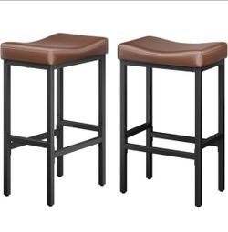 Compact 24 Inch Counter Height Bar Stools Set of 2
Premium Faux Leather Barstools for Small Spaces, Counter Stools with Saddle Seat & Metal Legs, 15-M