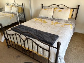 Full size metal bed frame and mattress
