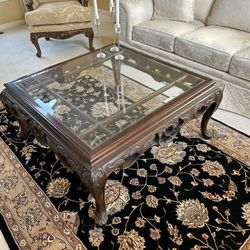 Handcrafted Wood & Glass Coffee Table by Century Furniture
