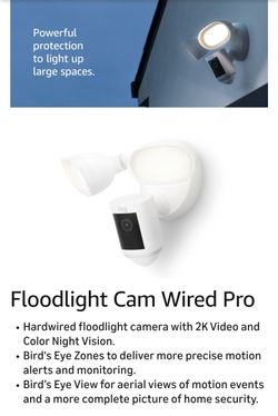 New Ring Floodlight Cam Pro 2k Wired. Keep A Birds Eye View On Your Property! 