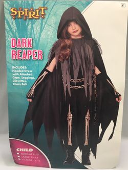 Spirit Halloween Costume Dark Reaper Costume Child Size XL  14-16 Party Cosplay
