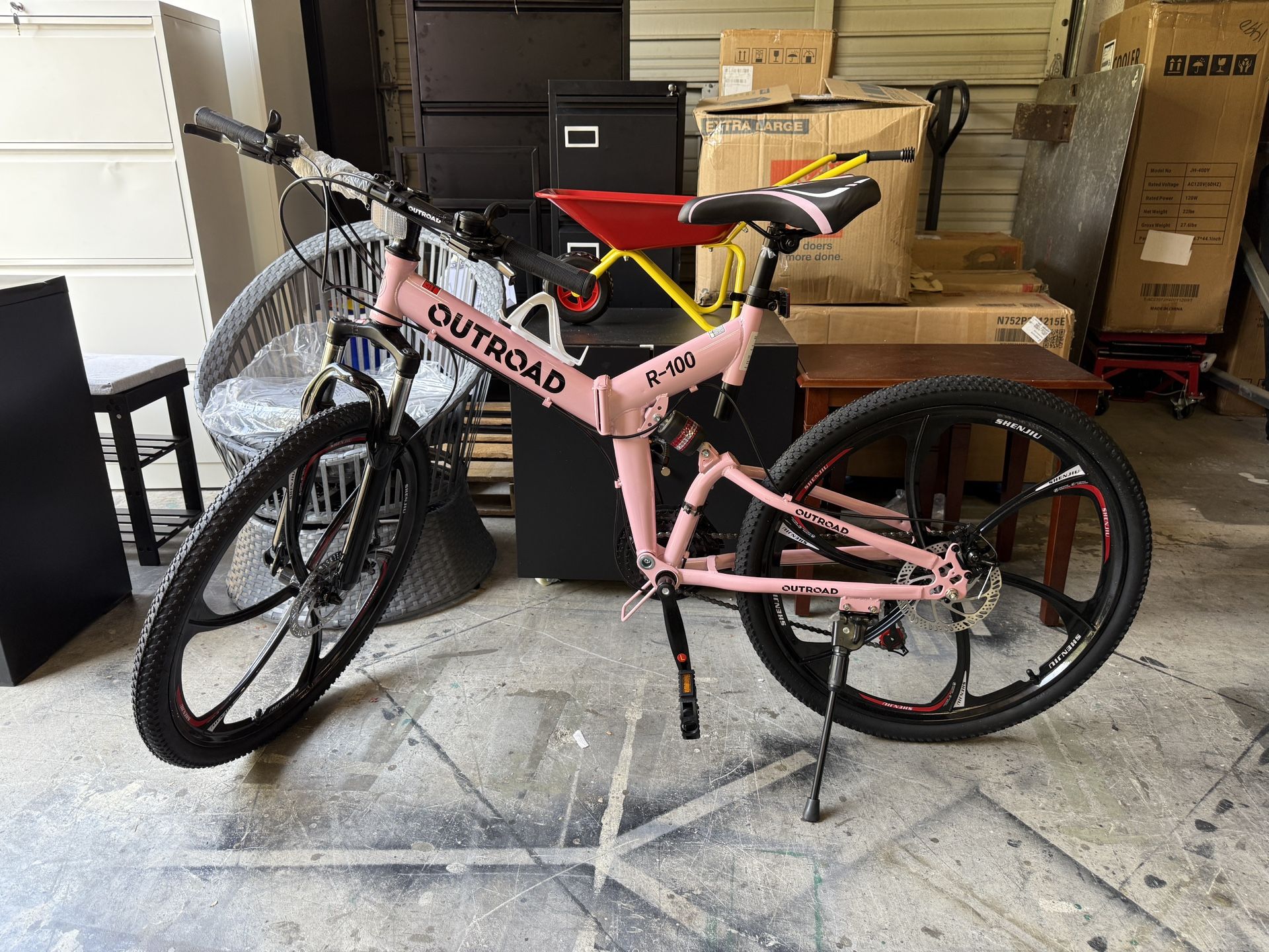 Brand new 26 Inch Folding Mountain Bike, 21 Speed Full Suspension High-Carbon Steel MTB Foldable Bicycle, Dual Disc Brake Non-Slip Folding Bikes for A