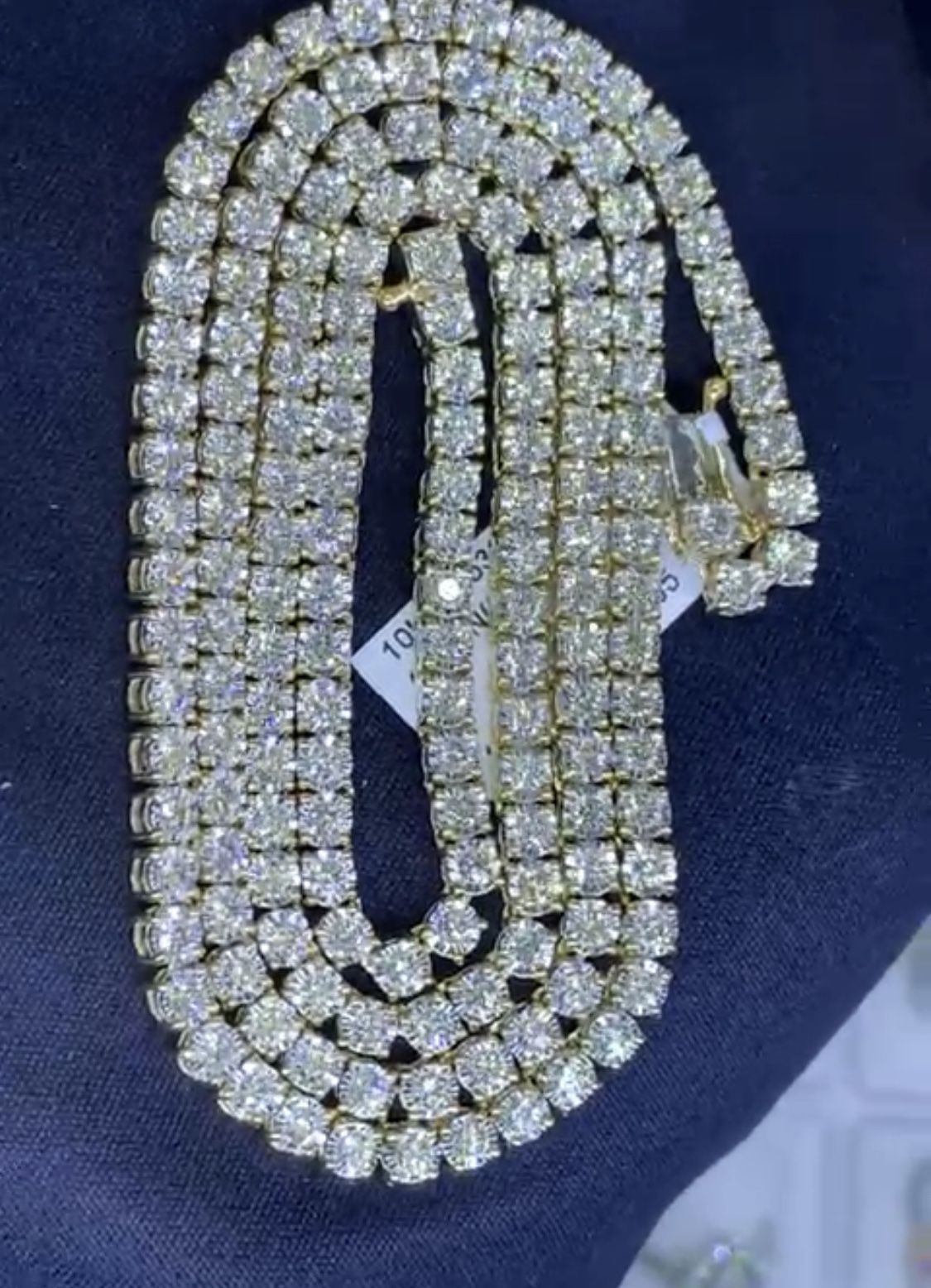 10k Real Gold & Real Natural Diamond Tennis Chain 20” Longi