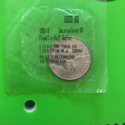 1951 US Half Dollar Uncirculated. Silver. 
