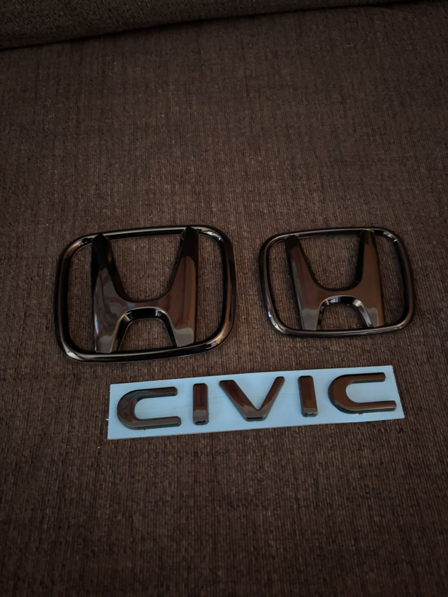 3PCS 2006-2015 Fit For HONDA Civic Front+Rear Emblem H+ CIVIC Badge Black NEW US