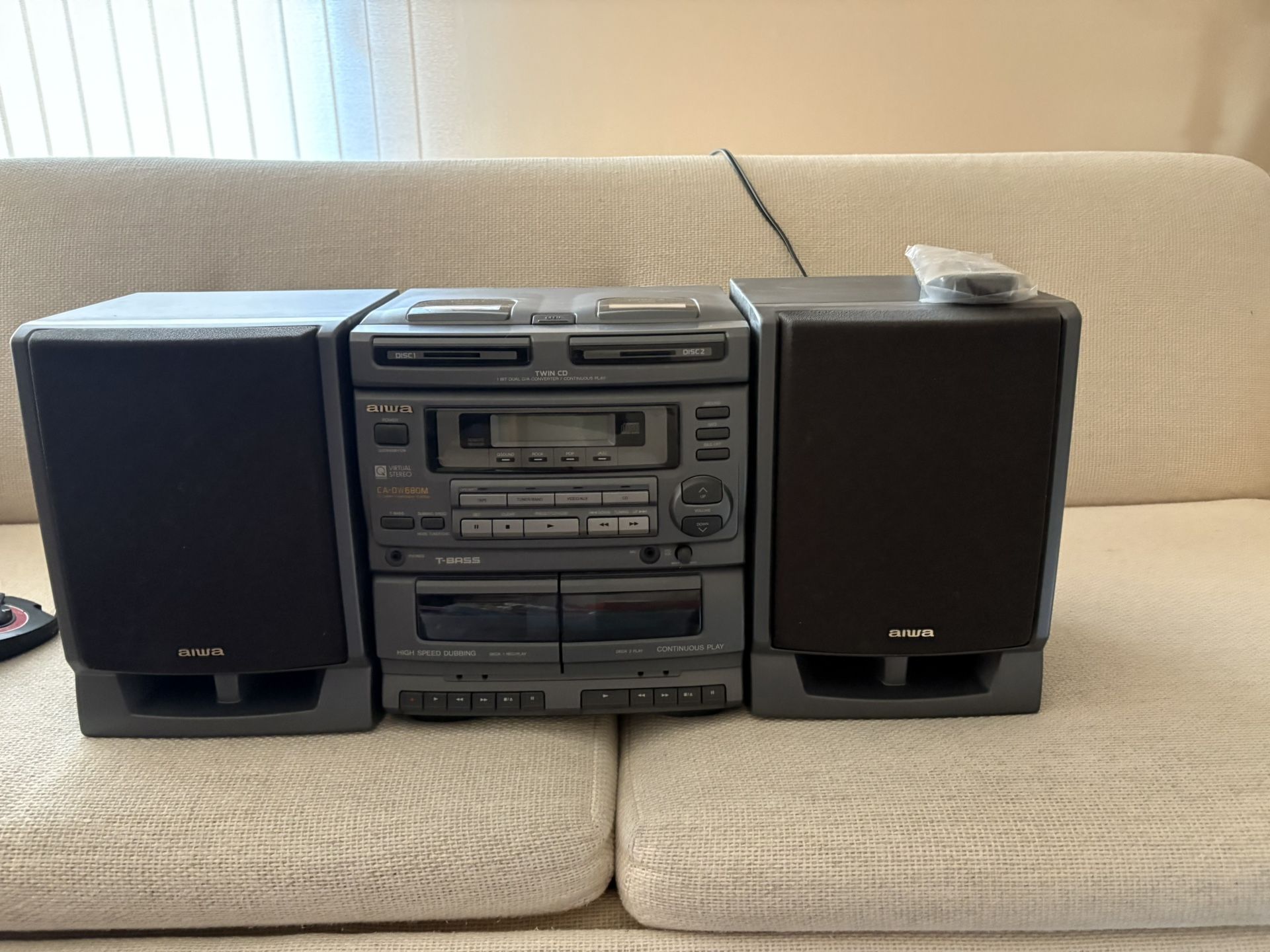 Aiwa 1980’s Boombox With Dual CD and Cassette Tape Players 
