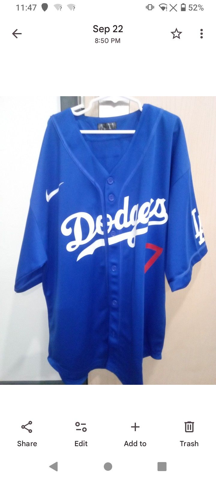 DODGERS BASEBALL JERSEY 