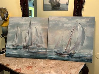 Sailboat Canvas Wall Art Diptych Set of 2