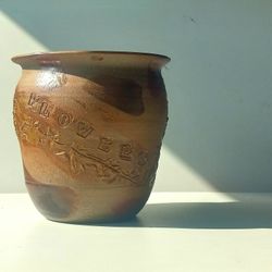 Vintage Designer Glazed Ceramic Floral Print Plant Pot/ Plant Planter/ Flower Pot Patio Garden 