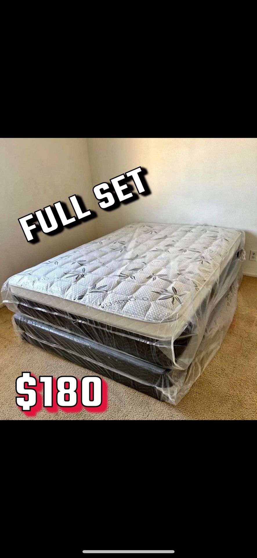 Full Size Pillow Top Mattress With Box Spring Including