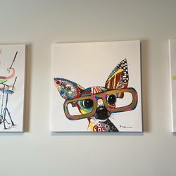 Set Of 3 Animal Themed Canvasses