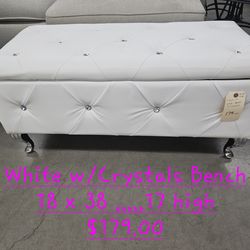 Bench w/ Storage white/crystal We are located at 2811 East Bell road. Another Time Around Furniture.