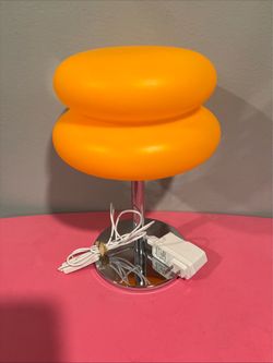 Glivpny 11” Mushroom LED Table Lamp ORANGE Adjustable Dimmer Mid Century