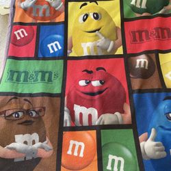 Cute! M&M Throw Light Blanket Fleece Face Characters Multicolor Warm 60"x 48" 