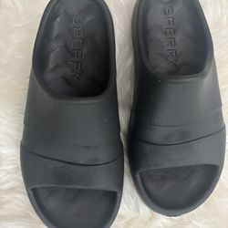 Ladies  Black Sperry Slides, Size 7