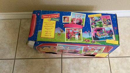 Barbie camper, sisters go camping