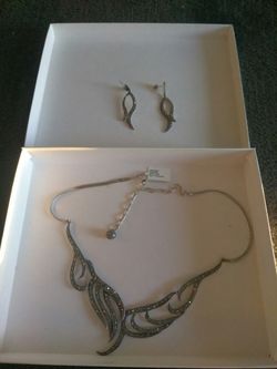 Marcasite Sterling Silver Earrings and Necklace from Thailand. $75