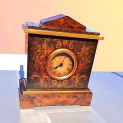 Vintage Wooden Table Clock With The Jewelry Hanger Storage