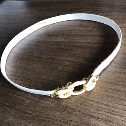 Vintage St. John White Skinny Belt with Cream Colored Clasp (XS/S)