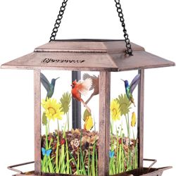 Solar Bird Feeders for Outdoors - 2.5 LBs Metal Wild Large & Small Bird Feeder for Outside Hanging, Gift Ideas for Avian Enthusiast Garden Yard Seeds 
