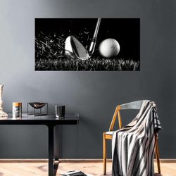 Black & White Golf Ball Canvas Wall Art – Ready to Hang (E45)