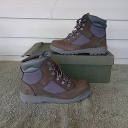 Timberland Gray Nubuck Lace Up Waterproof Ankle Boots Boys -Size 5.5