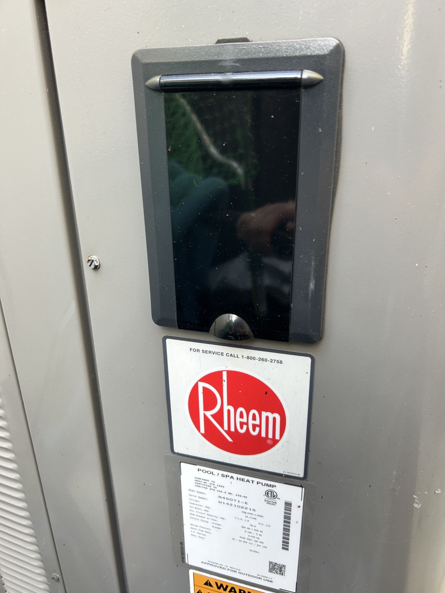 Rheem Pool Heatpump Model 8450