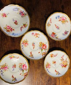 Hammersley England Floral Saucers Set Of 5