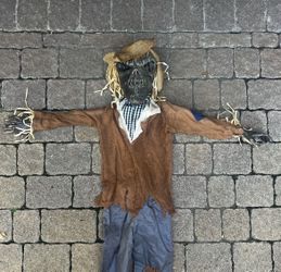 Set Of 2– 4 Foot Hanging Scarecrows Laughs Crow Sounds Red Eyes Halloween Decoration