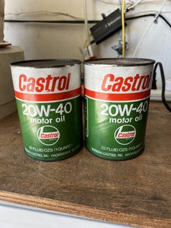 Vintage Unopened Castrol 20W - 40 Motor Oil 2 Cans