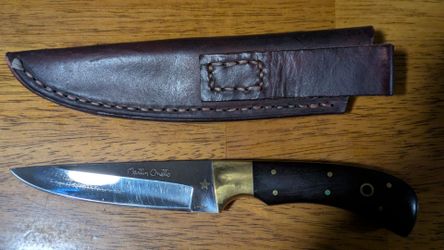 Martin Onetto Handmade Hunting Knife Wood Handle Clip Point w/Sheath