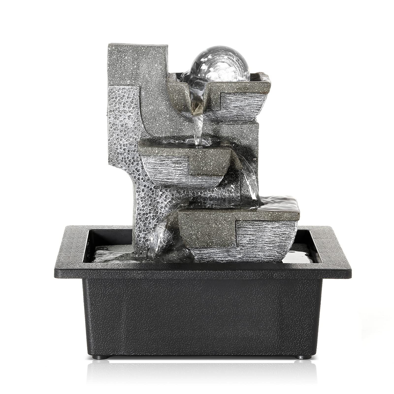 Dyna-Living Water Fountains Indoor Tabletop Fountain With LED Lights Relaxation Waterfall Fountain Indoor Water Fountains For Home Decor