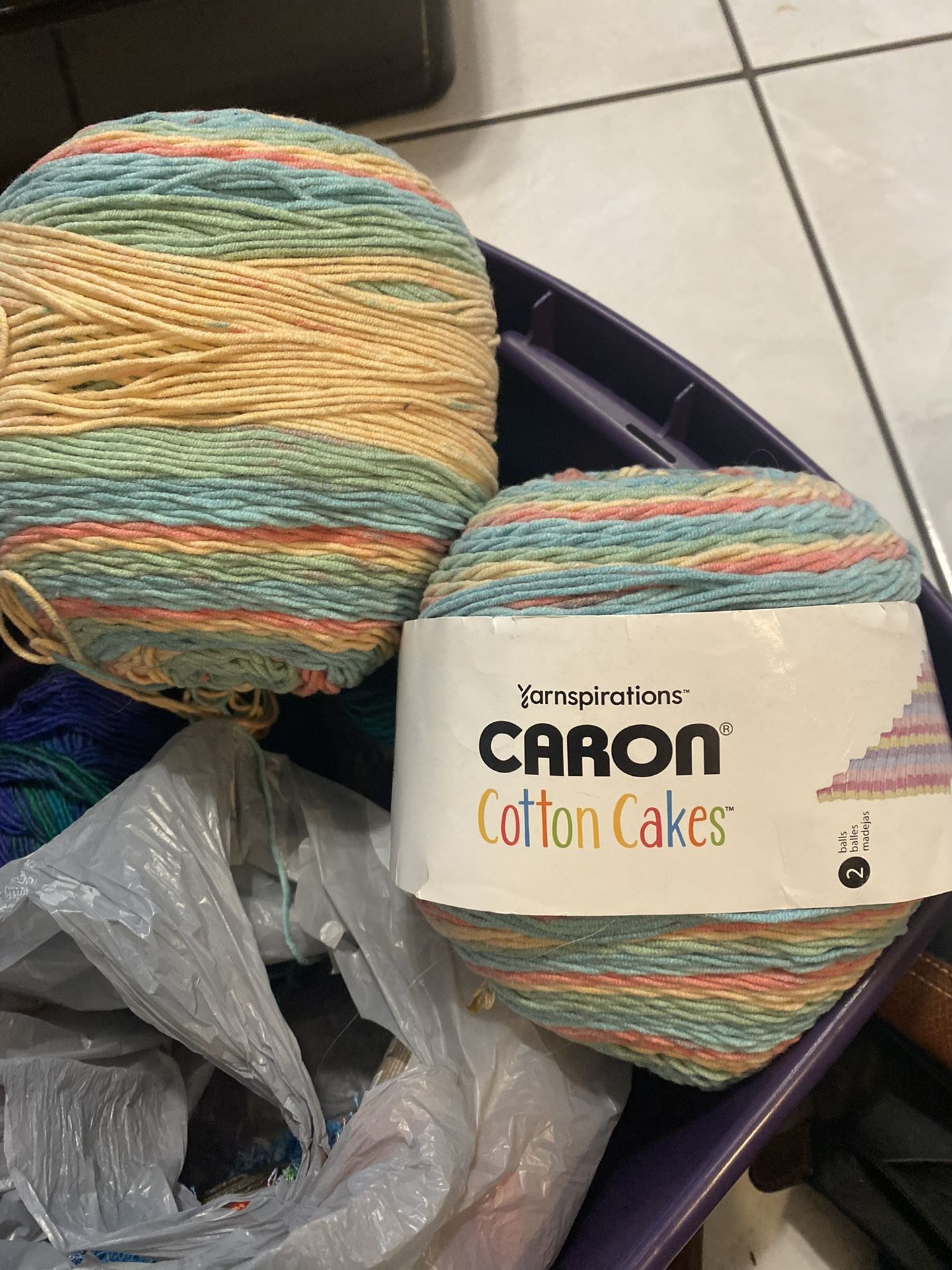 2 Caron Cotton Cakes Yarn Peach Blossom