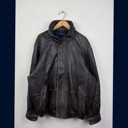 NAUTICA SOFT BLACK LEATHER JACKET SIZE LARGE / MEN'S 38 - MSRP: $275 