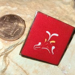 Copper Square Pin. Enameled Red (Frontside). Great Condition 